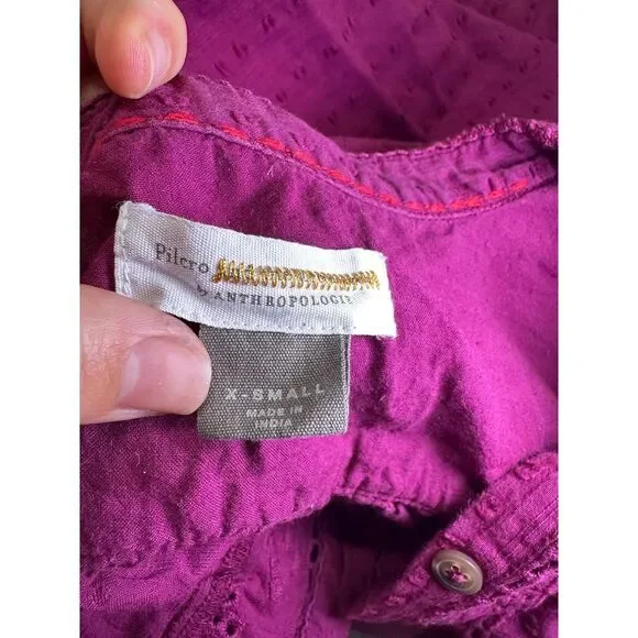 Pilcro by Anthropologie Tavi magenta button down oversized blouse top size‎ xs - Picture 8 of 14